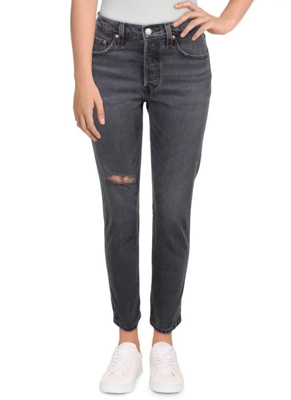 Levi's 501 Women's Size 24 X 28 High Rise Ankle Skinny Jeans Distressed Gray